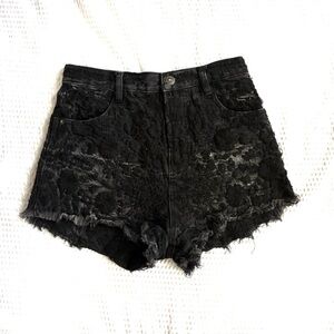 Free People Black Cut Off High Waist Shorts